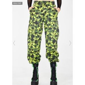 Dolls Kill Kush Green Baggy Cargo Army Combat Pants